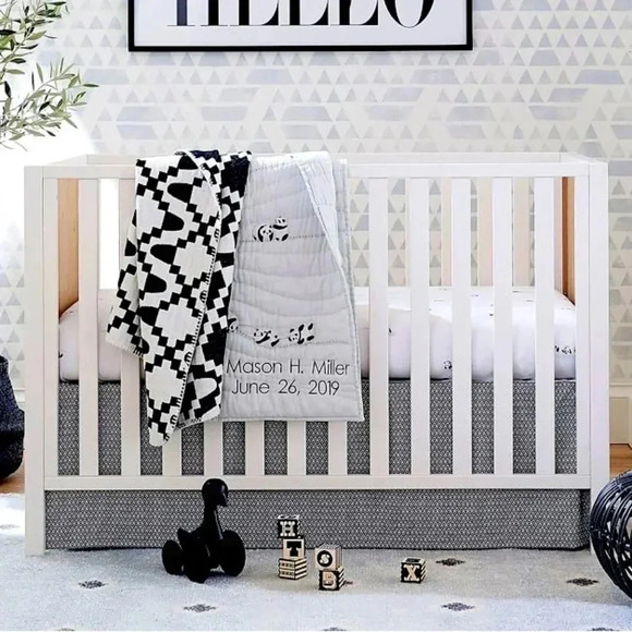 Pottery Barn Kids Other - Modern Geo Jacquard Crib Skirt NEW - by Pottery Barn Baby -100% Cotton